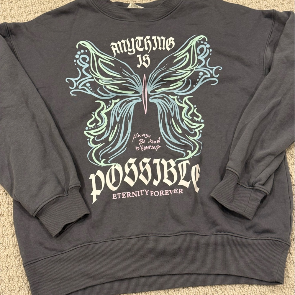 H&M Charcoal Sweatshirt with Graphic Text